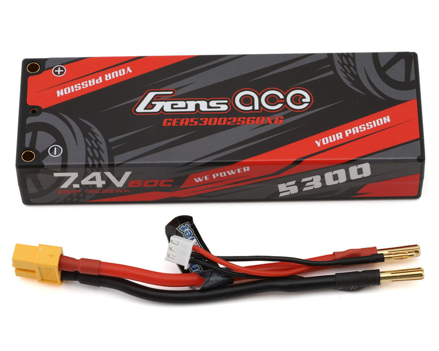Gens Ace GEA53002S60X6 7.4v 5300mAh 2S 60C Hardcase Lipo Battery with XT60 Connector