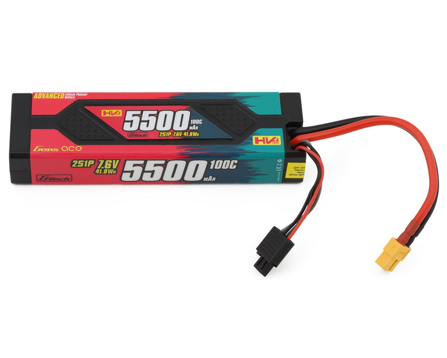 Gens Ace GEA55002S10X6 G-Tech 7.6v 5500mAh 2S 100C LiHV Advanced Smart Battery with XT60 Connector