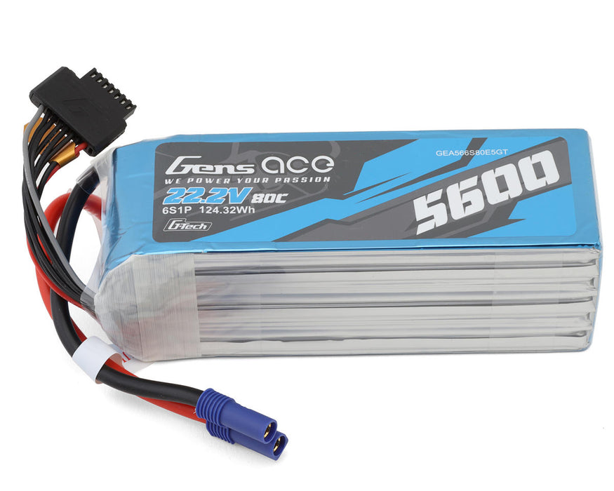 Gens Ace GEA566S80E5GT G-Tech 22.2v 5600mAh 6S 80C Smart LiPo Battery with EC5 Connector