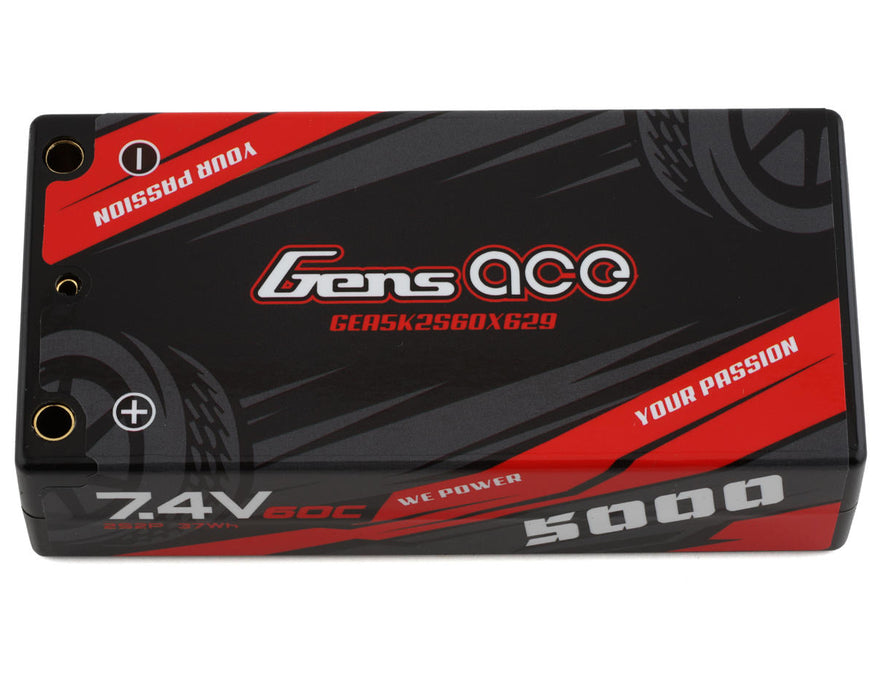 Gens Ace GEA5K2S60X629 7.4v 5000mAh 2S 60C LiPo Battery with 4mm Connector