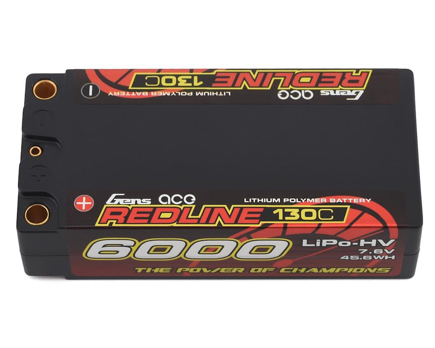 Gens Ace GEA60002S13D5 Redline 7.6v 6000mAh 2S 130C LiHV Battery Pack with 5mm Bullets