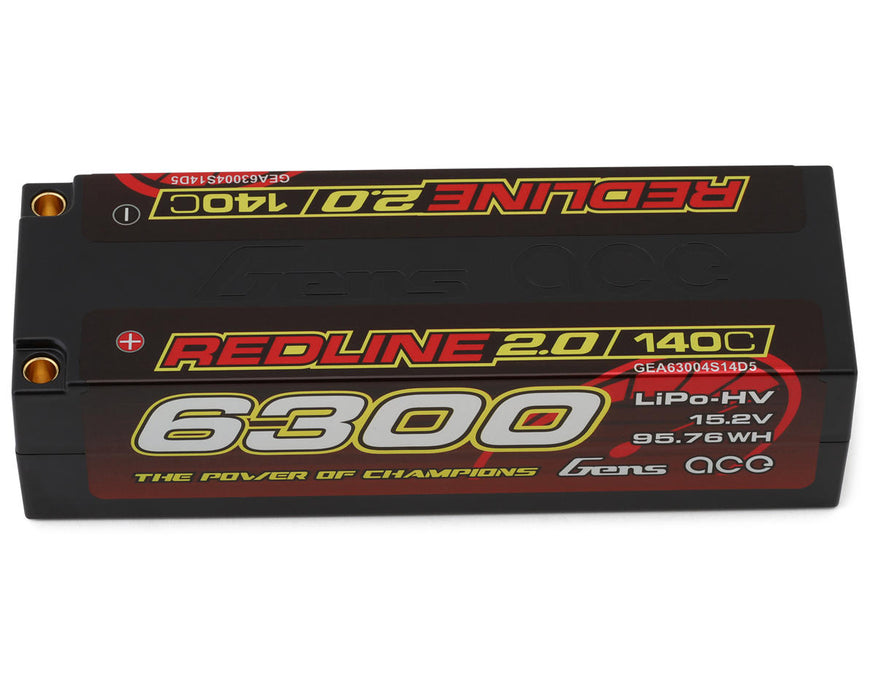 Gens Ace GEA63004S14D5 Redline 2.0 15.2v 6300mAh 4S LiHV Battery 140C with 5.0mm bullet