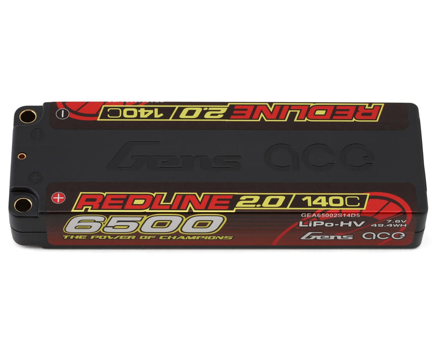 Gens Ace GEA65002S14D5 Redline 2.0 7.6v 65000mAh 2S LCG LiHV Battery 140C with 5mm Bullets