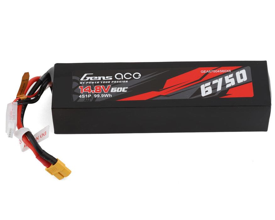Gens Ace GEA67504S60X6 14.8v 6750mAh 4S 60C LiPo Battery with XT60 Connector