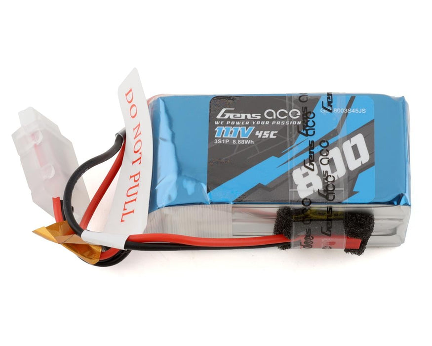 Gens Ace GEA8003S45JS 11.1v 800mAh 3S LiPo 45C Battery with JST Connector