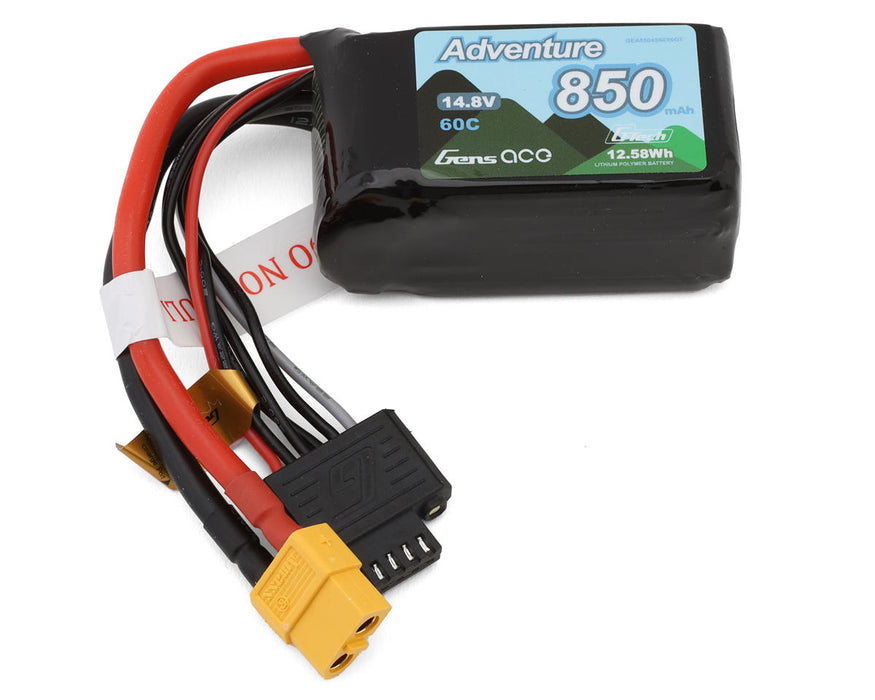 Gens Ace GEA8504S60X6GT G-Tech Adventure 14.8v 850mAh 4S 60C LiPo Battery with XT60 Connector