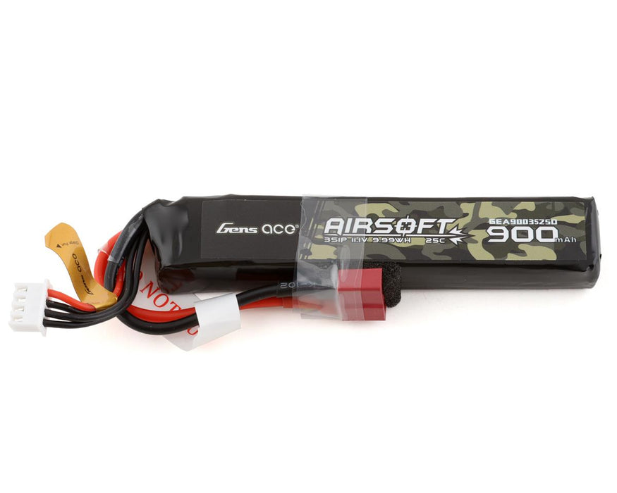 Gens Ace GEA9003S25D 11.1V/900mAh 3S 25C Airsoft LiPo Battery with Deans Connector
