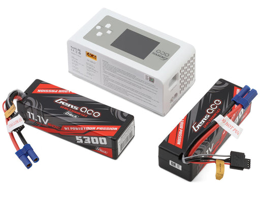 Gens Ace GEAD300533S60GT G-Tech Smart 3S Bundle with Two 3S 60C EC5 LiPo Batteries