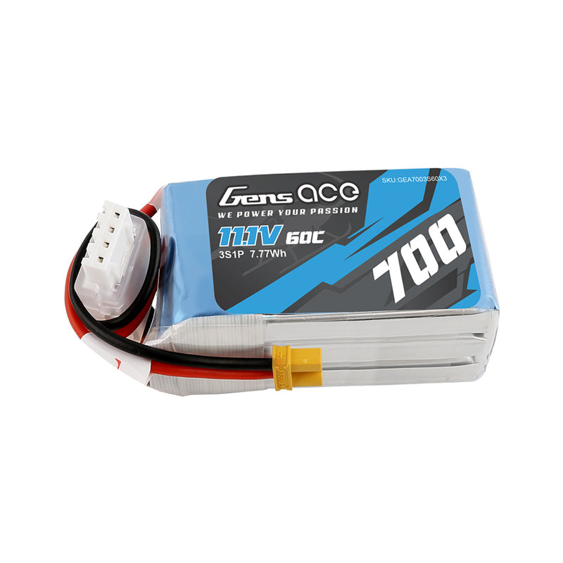 Gens ace 700mAh 11.1V 60C 3S Shorty LiPo Battery Pack with XT30
