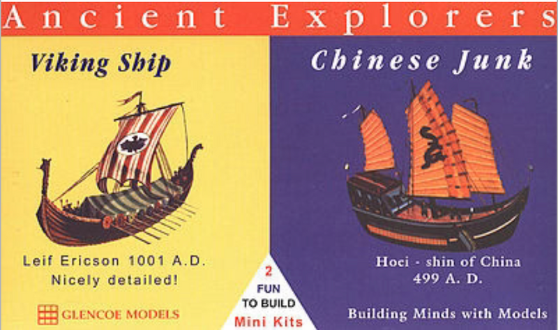 Glencoe Models 3301 Viking Ship & Chinese Junk 1/240 & 1/72 Model Ship Kits