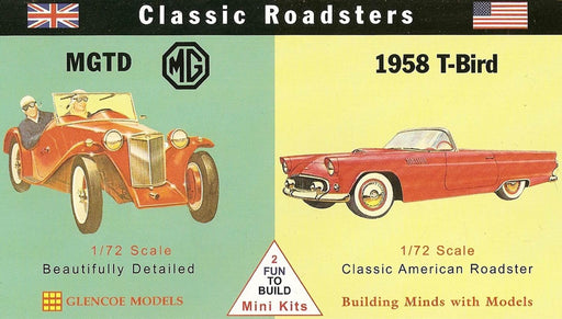 Glencoe Models 3606 1/72 Classic Roadsters: MGTD and 1958 T-Bird Model Car Kits