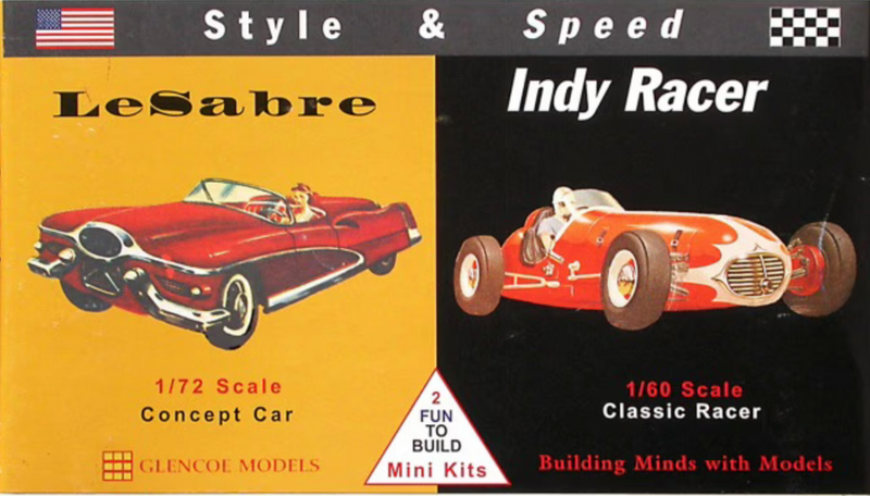 Glencoe Models 3608 1/72 1910 Le Sabre and 1/60 Indy Racer Model Car Kits