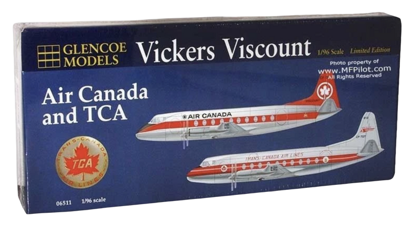 Glencoe Models 6511 1/96 Vickers Viscount Air Canada & TCA Model Aircraft Kit