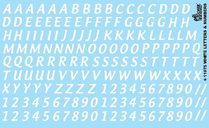 Gofer Racing Decals 11075 1/24 Decals - White Letters And Numbers 5/8"