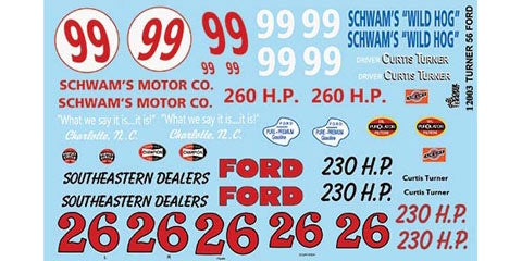 Gofer Racing Decals 12002 1/24 Decals - Curtis Turner 1956 Ford