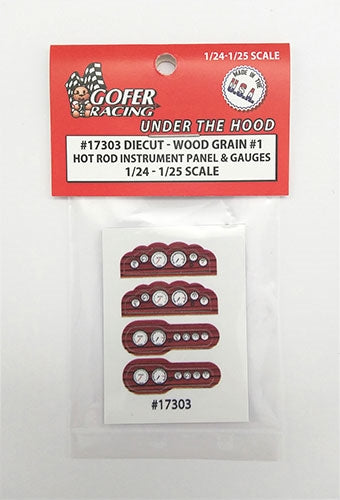 Gofer Racing Decals 17303 1/24 Instrument Panel Hot Rod Wood Grain #1