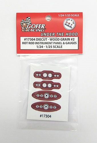 Gofer Racing Decals 17304 1/24 Instrument Panel Hot Rod Wood Grain #2