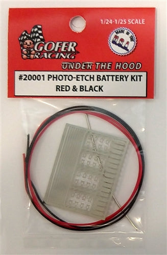 Gofer Racing Decals 20001 1/24 Photo Etched Battery Kit - Red and Black