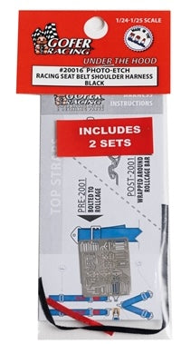 Gofer Racing Decals 20016 1/24 Black Racing Shoulder Harness Seat Belts with Photo Etched Parts (2 Sets)