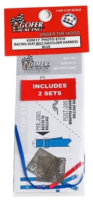 Gofer Racing Decals 20017 1/24 Blue Racing Shoulder Harness Seat Belts with Photo Etched Parts (2 Sets)