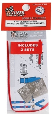 Gofer Racing Decals 20018 1/24 Red Racing Shoulder Harness Seat Belts with Photo Etched Parts (2 Sets)