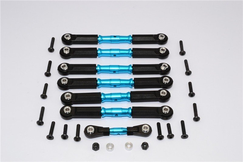 GPM Racing Products XO160-B-BEBK Blue Aluminum Complete Tie Rod set fits Traxxas XO-1