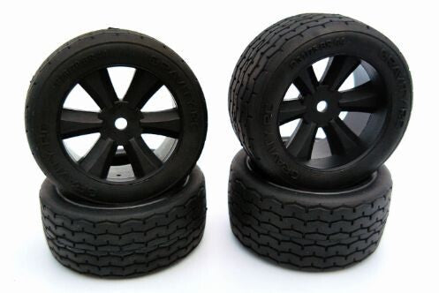 Gravity RC 145B G-Spec VTA Pre-Glued Tires on Black Wheels (Set of 4)