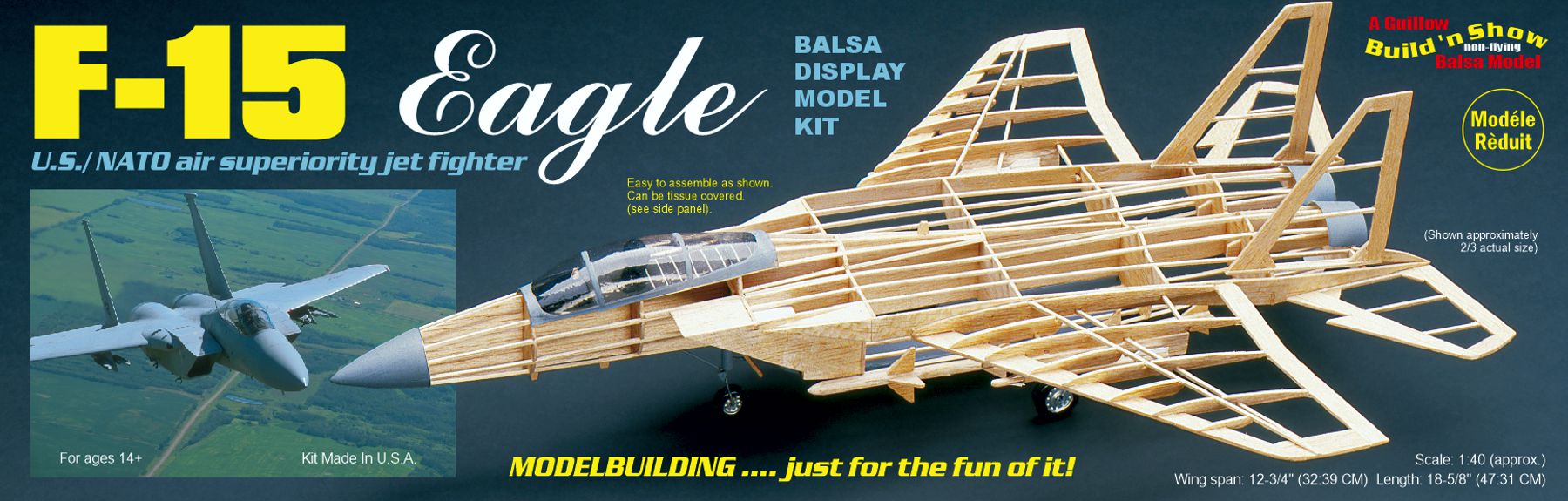 Guillows 1401 1/40 F-15 Eagle Balsa Display Model Kit