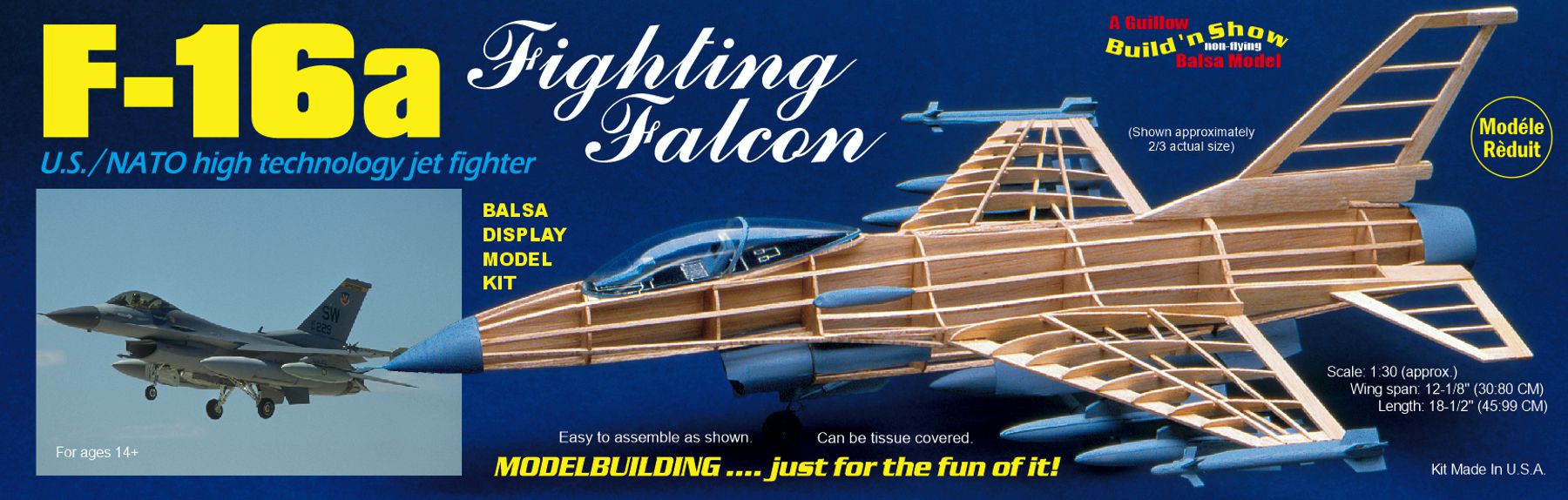 Guillows 1403 1/30 F-16 Falcon Balsa Display Model Kit