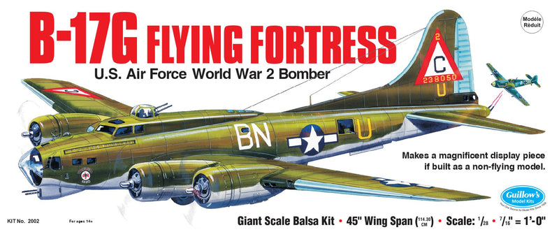 Guillows 2002 1/28 B-17G Flying Fortress 45" Balsa Display Model Kit