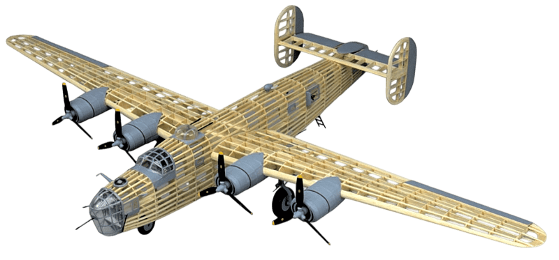 Guillows 2003 1/28 B-24D Liberator 48" Balsa Display Model Kit