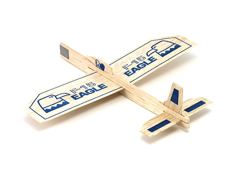 Guillow's Eagle Balsa Wood Glider Plane F-15 Model - Beige, Lightweight, Durable Wood Construction
