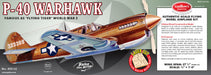 Guillows 405 1/16 P-40 Warhawk 28" Balsa Display Model Kit