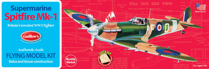 Guillows 504 1/30 Spitfire 16" Balsa Flying Model Kit