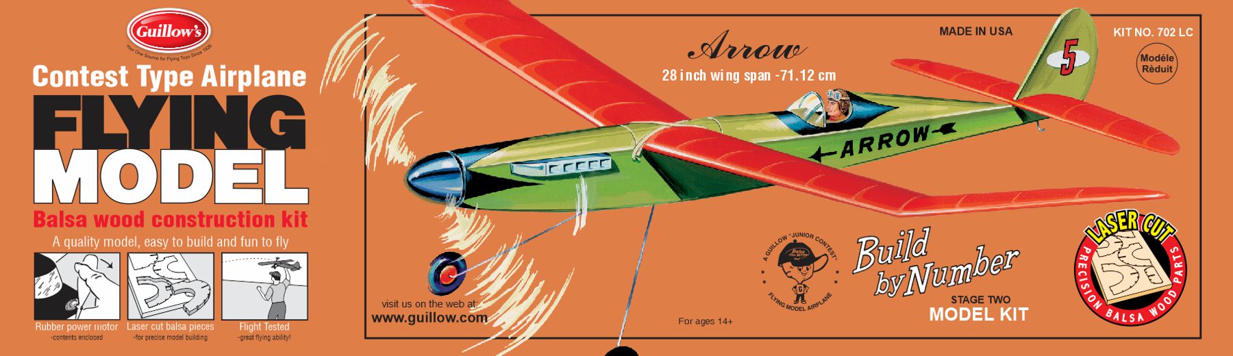 Guillows 702 Arrow 28" Balsa Flying Model Kit