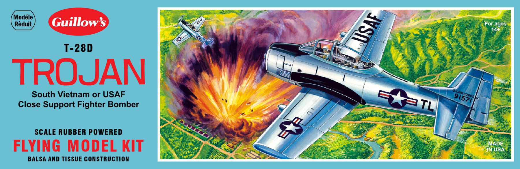 Guillows 901 1/30 T-28 Trojan 16" Balsa Flying Model Kit