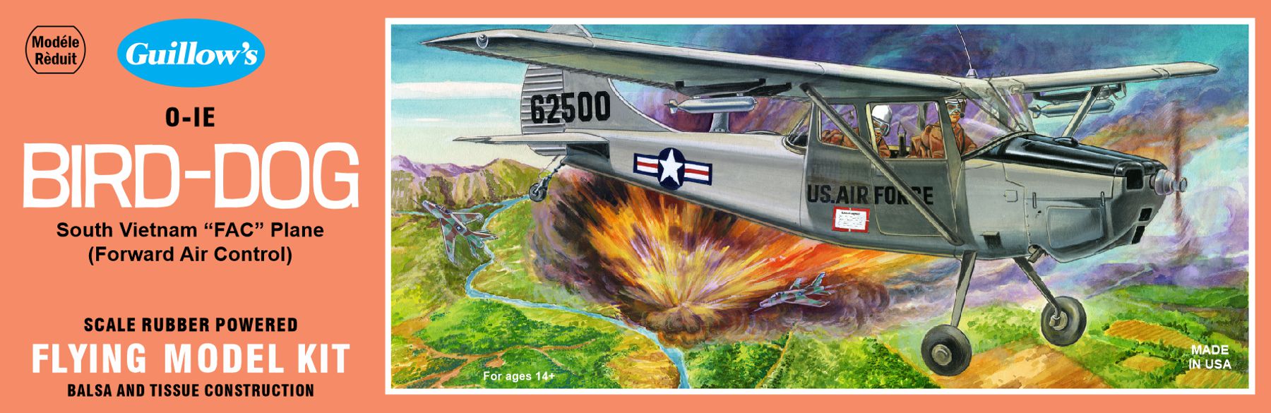 Guillows 902 1/24 Cessna Bird Dog 18" Balsa Flying Model Kit