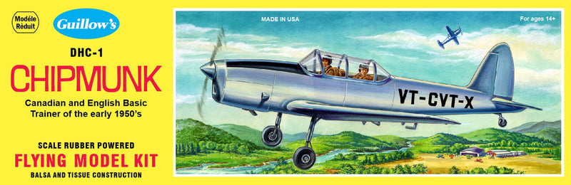 Guillows 903 1/24 Dehaviland Chipmunk 17" Balsa Flying Model Kit