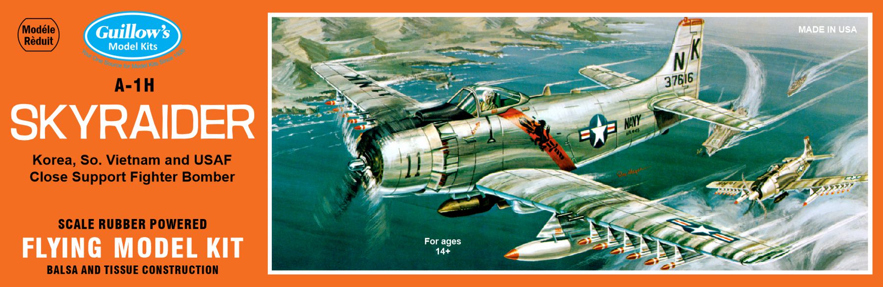 Guillows 904 1/35 A-1H Skyraider 17" Balsa Flying Model Kit