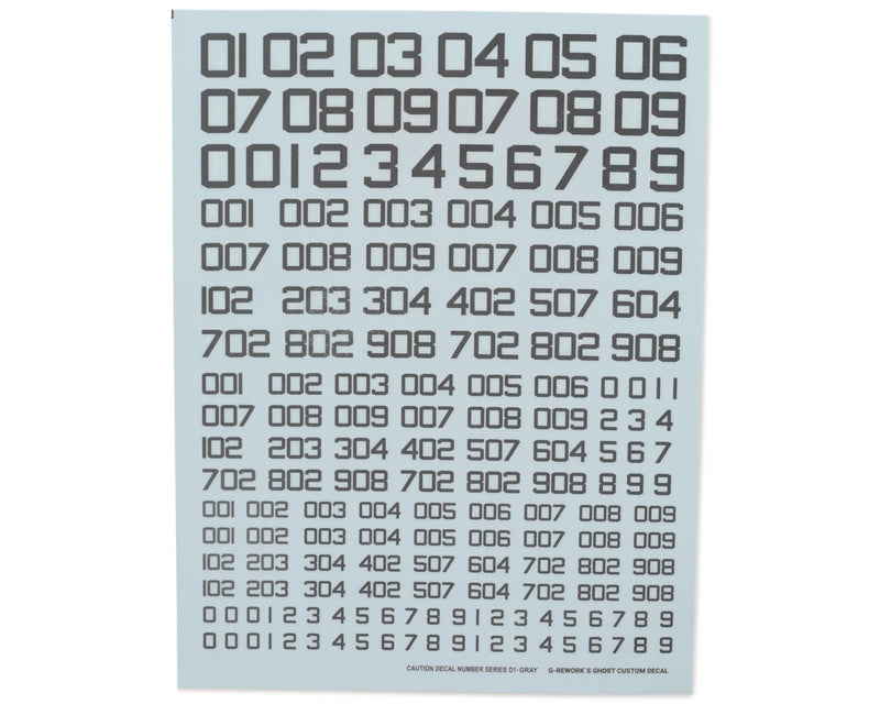 GUNPRIMER CAU-N-01-G G-Rework Caution Number Series #01 Gundam Waterslide Decal Sheet