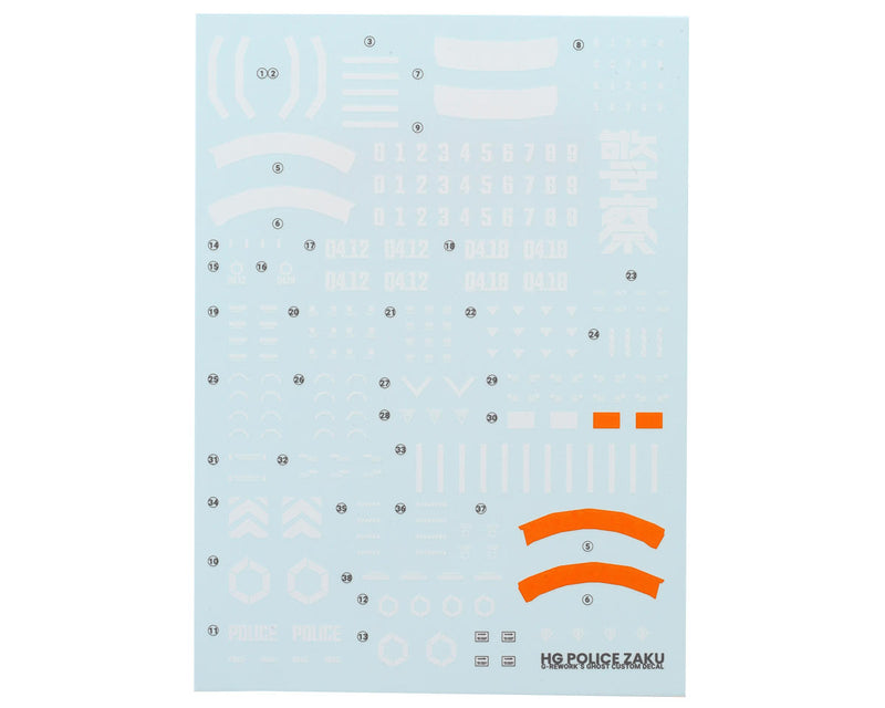 GUNPRIMER CD-H-GQ02 G-Rework HG Police Zaku "Gundam GQuuuuuuX" Waterslide Decal Sheet