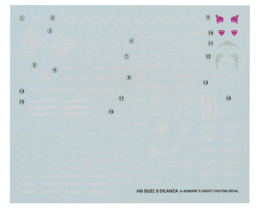 GUNPRIMER CD-H-WM04 G-Rework HG Guel's Dilanza Gundam Waterslide Decal Sheet