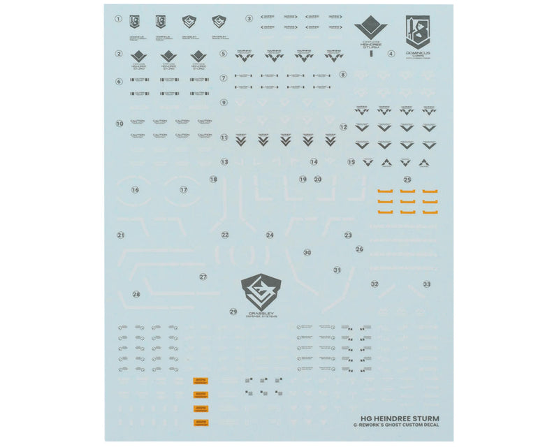 GUNPRIMER CD-H-WM22 G-Rework HG Heindree Sturm Gundam Waterslide Decal Sheet
