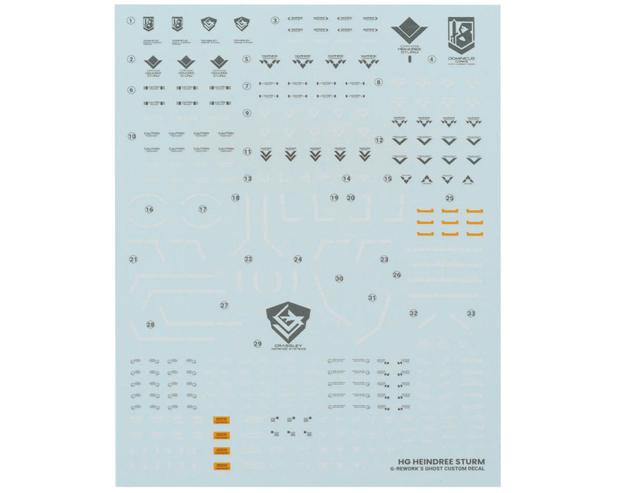 GUNPRIMER CD-H-WM22 G-Rework HG Heindree Sturm Gundam Waterslide Decal Sheet