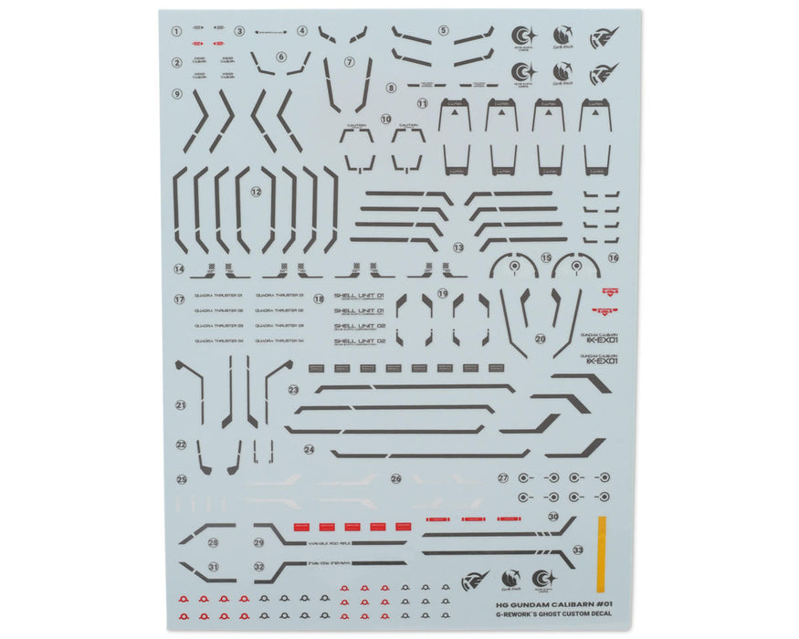 GUNPRIMER CD-H-WM26 G-Rework HG WFM Calibarn Gundam Waterslide Decal Sheets