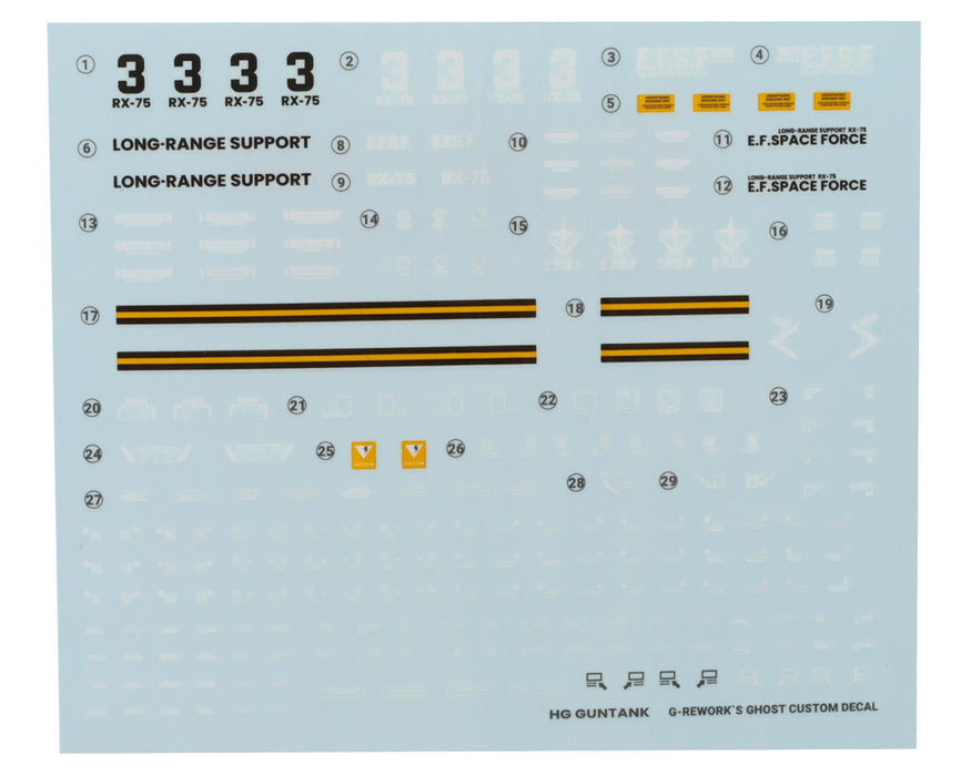 GUNPRIMER CD-H07 G-Rework HG RX-75 Guntank Gundam Waterslide Decal Sheet