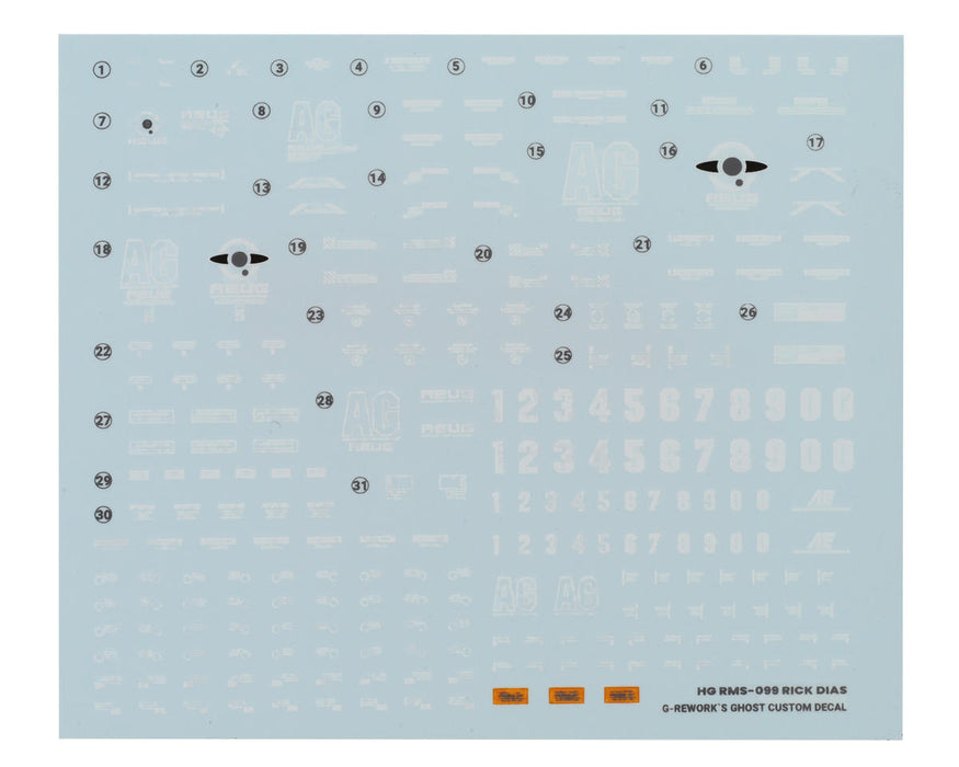 GUNPRIMER CD-H10 G-Rework HG RMS-099 Rick Dias Gundam Waterslide Decal Sheet