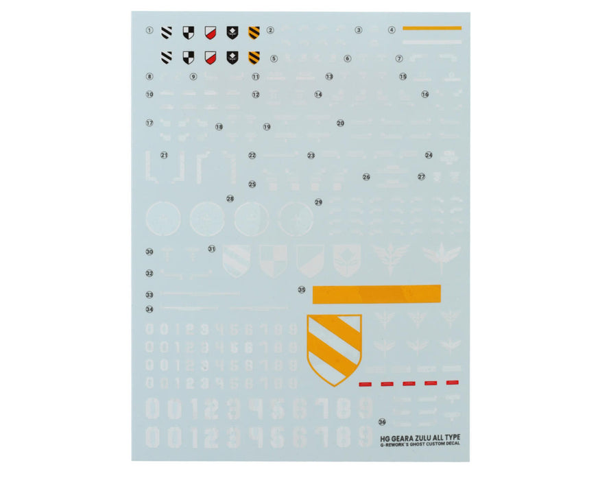 GUNPRIMER CD-H102 G-Rework HG AMS-129 Geara Zulu Gundam Waterslide Decal Sheet