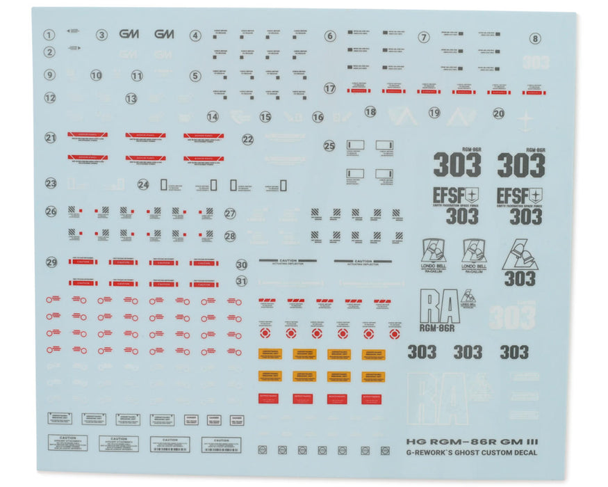 GUNPRIMER CD-H126 G-Rework HG RGM-86R GM III Gundam Waterslide Decal Sheet