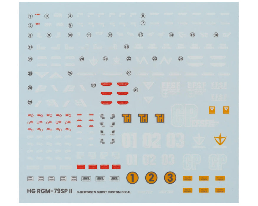 GUNPRIMER CD-H146 G-Rework HG RGM-79SP GM Sniper II Gundam Waterslide Decal Sheet